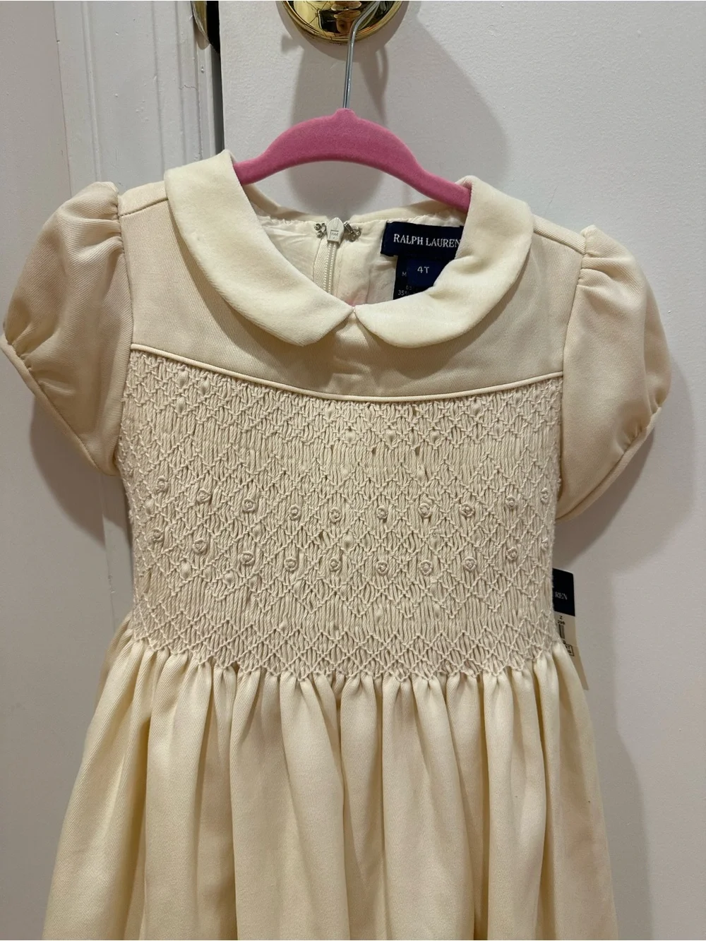 Ralph Lauren Cream Smocked Peterpan Collar Dress